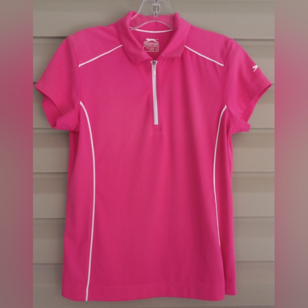 Slazenger Women's Hot Pink Quarter Zip Short Sleeve Golf Active Wear Size S